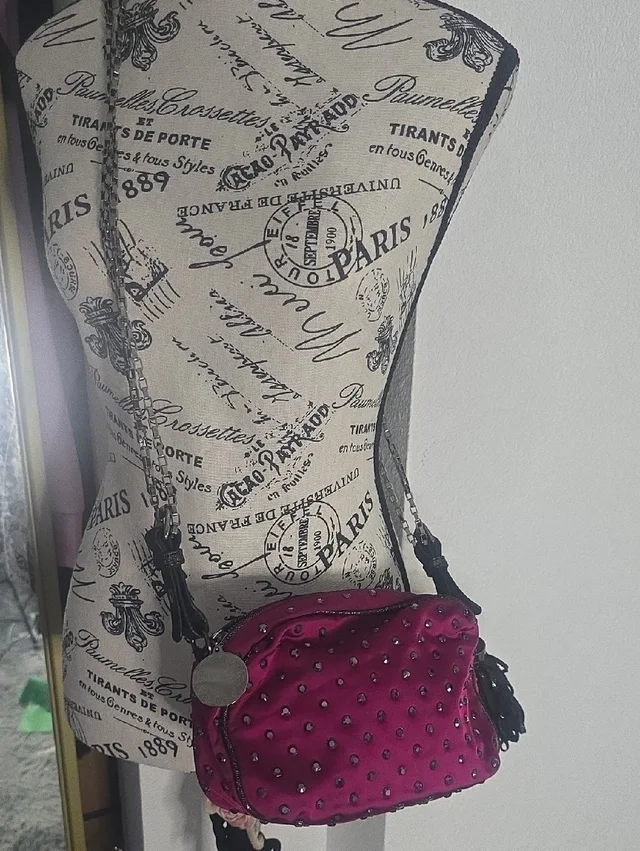 Stella McCartney Pink Studded Metallic Falabella Small Camera/Crossbody (Euc) in black|pink from Poshmark