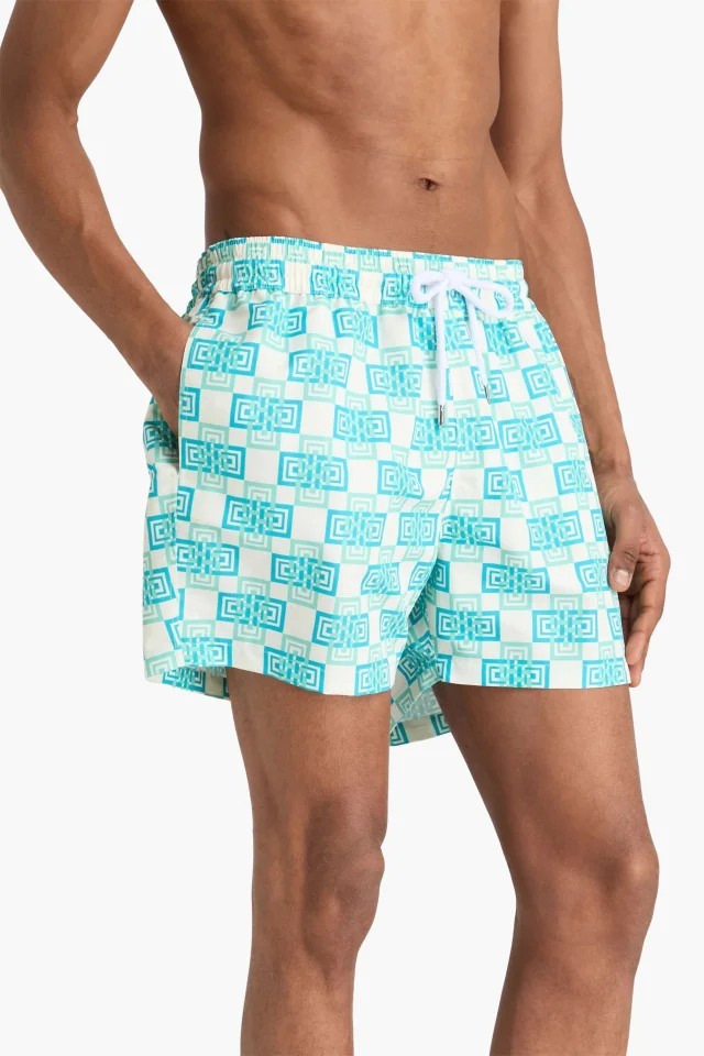 Frescobol Carioca Printed Swim Shorts in Turquoise, photo 2 of 4 from THE OUTNET