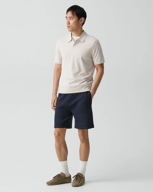 Theory Soris Polo Shirt in Light Bilen in SILVER CLOUD 62% Viscose, 38% Polyester; Exclusive Of Elastic, photo 12 of 12 from Theory