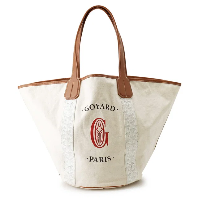 Goyard Bellara Reversible Tote Bag White/Tan Canvas PVC Leather in Brown Canvas from GALLERY RARE