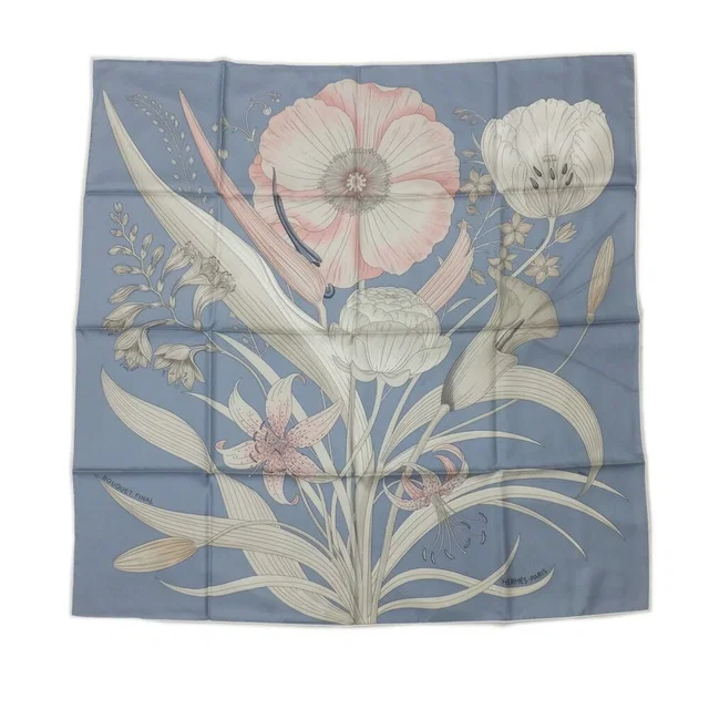 Hermès Carre 90 Bouquet Final Last Blue in Blue Silk from The Reluxe
