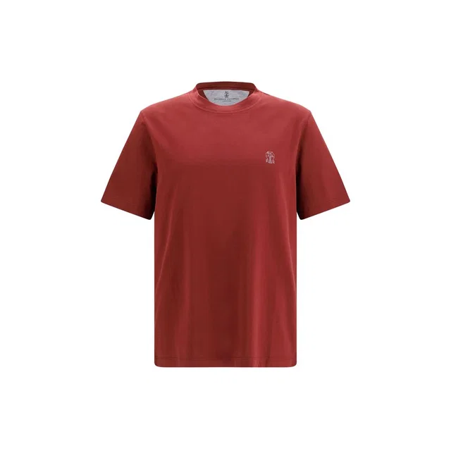 Brunello Cucinelli Bordeaux Cotton T-Shirt in Burgundy from HEWI
