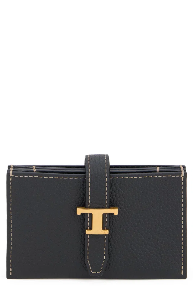 Tod's Logo-Embellished Calfskin Wallet — Black & Purses in Black Calfskin from HEWI