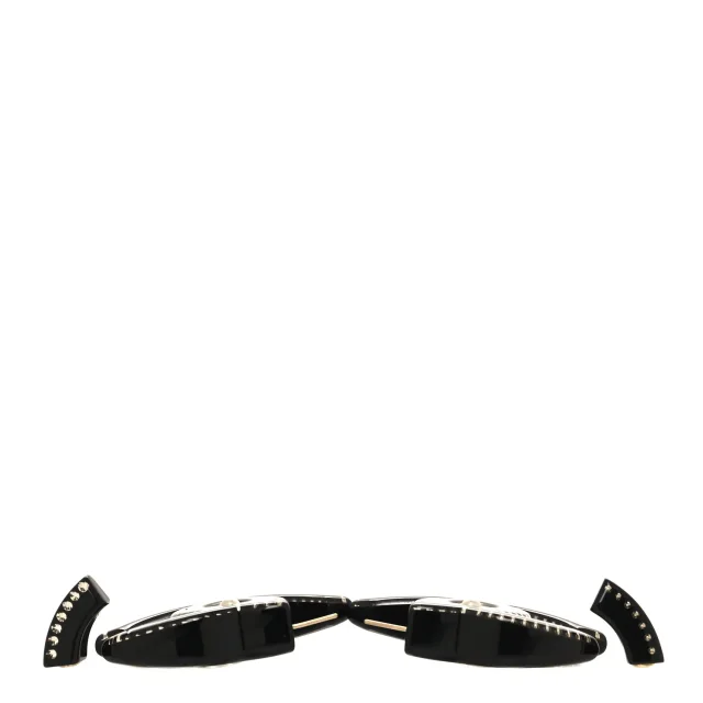 Chanel Metal Resin Crystal Pearl CC Hoop Earrings Gold Black in Black Resin from FASHIONPHILE, photo 3 of 4