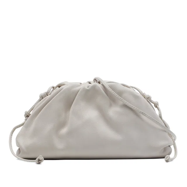 White Bottega Veneta Lambskin The Mini Pouch Crossbody in White Lambskin from Designer Revival