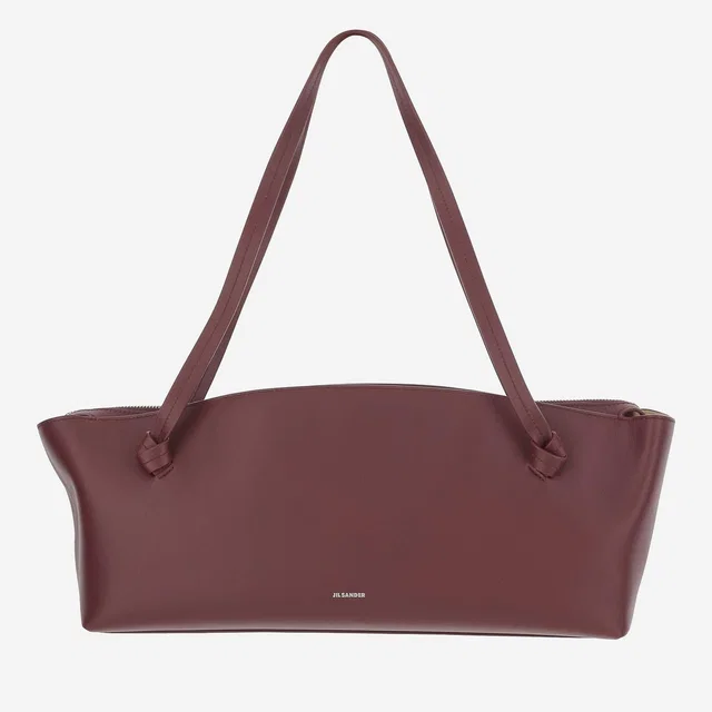 Jil Sander Leather Shoulder Bag — Burgundy in Burgundy Leather from HEWI