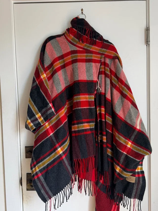 Vivienne Westwood Red Black Plaid Wool Poncho in black|red Wool from Poshmark, photo 1 of 1