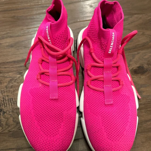 Balenciaga Neon Pink Sock-Style Knit Sneakers in pink from Poshmark
