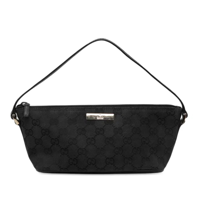 Black Gucci GG Canvas Boat Shoulder Bag in Black Canvas from Designer Revival