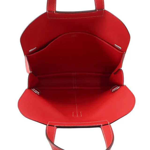 Hermès Halzan Rouge Casaque Taurillon Clemence Size 31 in Red Clemence leather from GALLERY RARE, photo 6 of 16