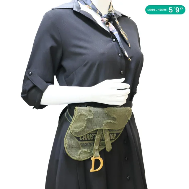 Dior Saddle Embroidered Camouflage Canvas Belt Bag Green in Green Canvas from Dallas Designer Handbags