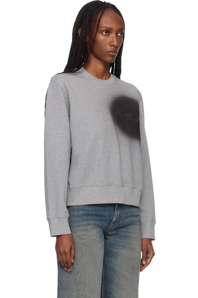 MM6 Maison Margiela Gray Spray Paint Sweatshirt, photo 2 of 4 from SSENSE