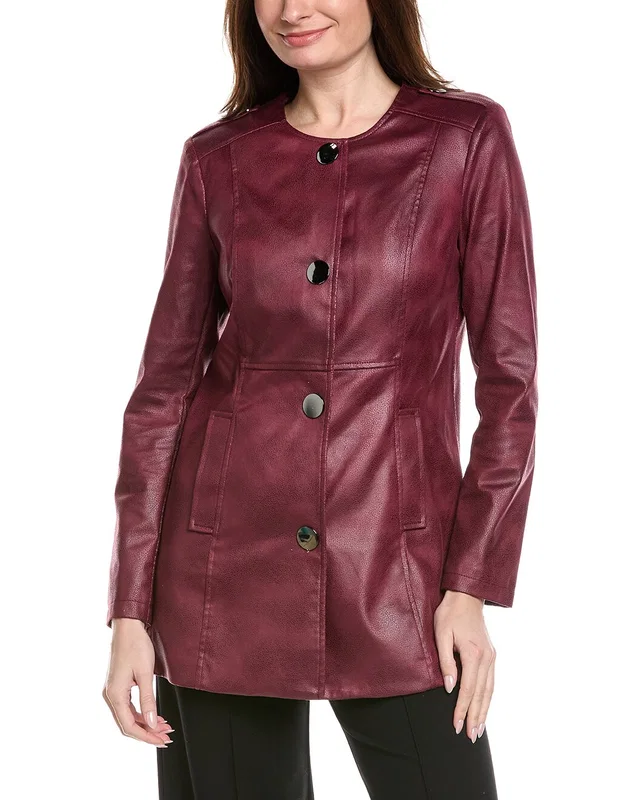 Joseph Ribkoff Vegan Leather Long Jacket, image 1 of 1 from Gilt