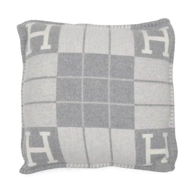 Hermès Avalon III Cushion Ecru Gris Claire Wool90% Cashmere10% Size PM in Grey from GALLERY RARE, photo 3 of 7