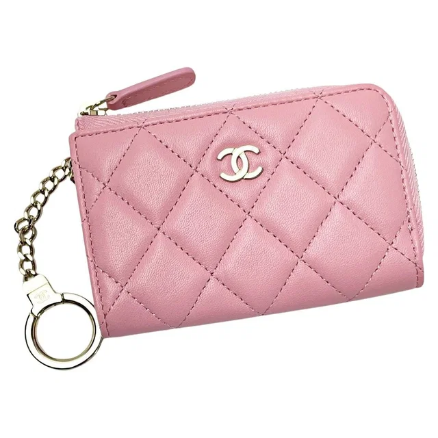 Chanel Quilted Ap0221 Baby Pink Coin Case Lambskin Gold Hardware in Pink Lambskin from The Reluxe