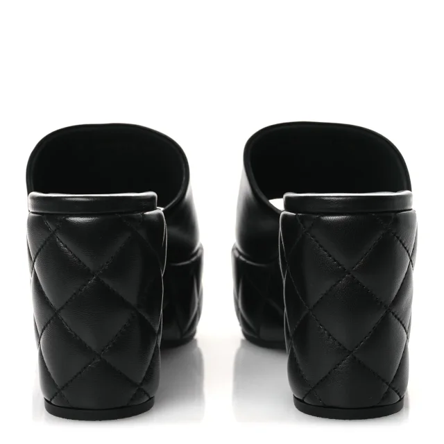 Chanel Quilted CC Platform Mules 39 Black in Black Lambskin from FASHIONPHILE, photo 6 of 11