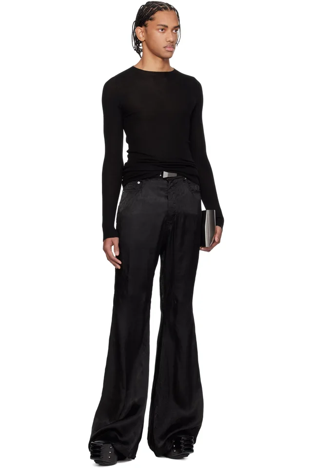 Rick Owens Black Temple Bolan Bootcut Trousers, photo 4 of 4 from SSENSE