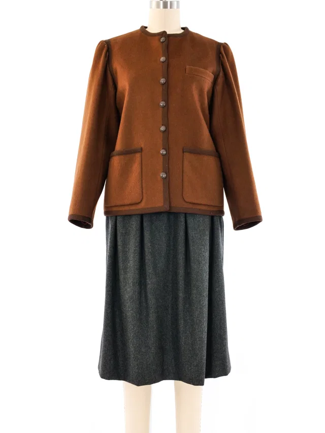 Saint Laurent Russian Collection Wool Skirt Ensemble in Wool from Arcade Vintage