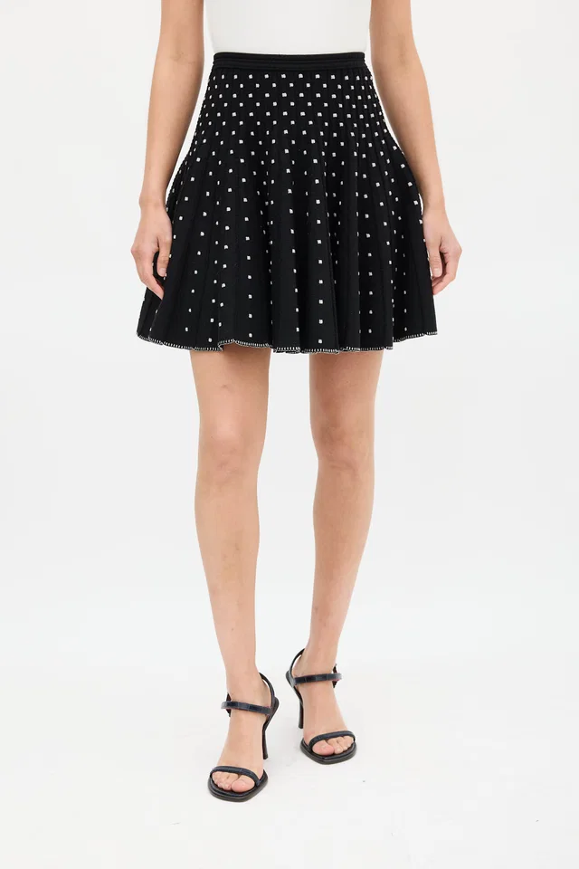 Alaïa Embroidered Dot Mini Skirt in Nylon from VSP Consignment