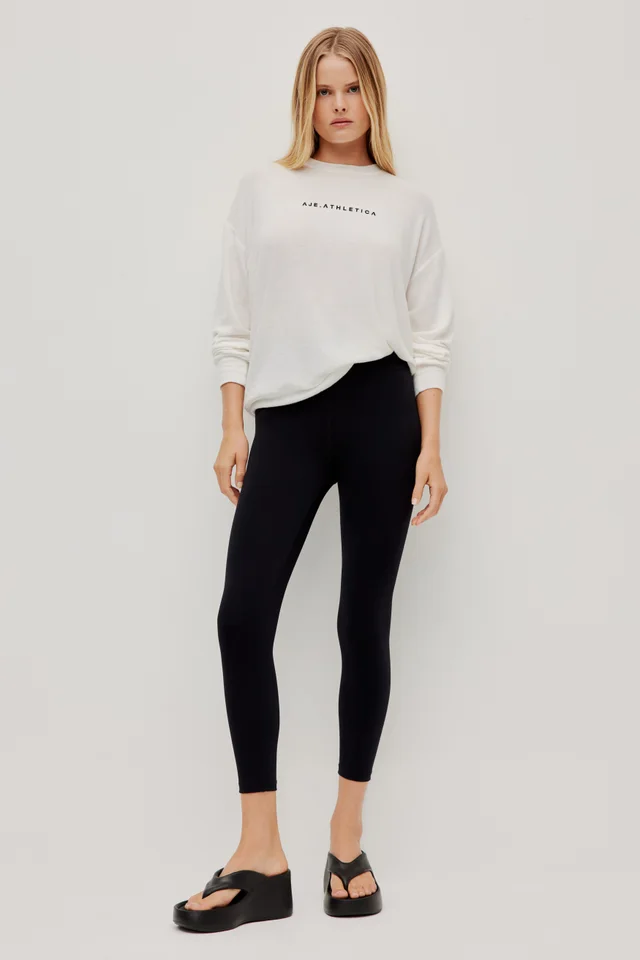 Athletica Textured Long Sleeve Tee in White from Aje, photo 1 of 1