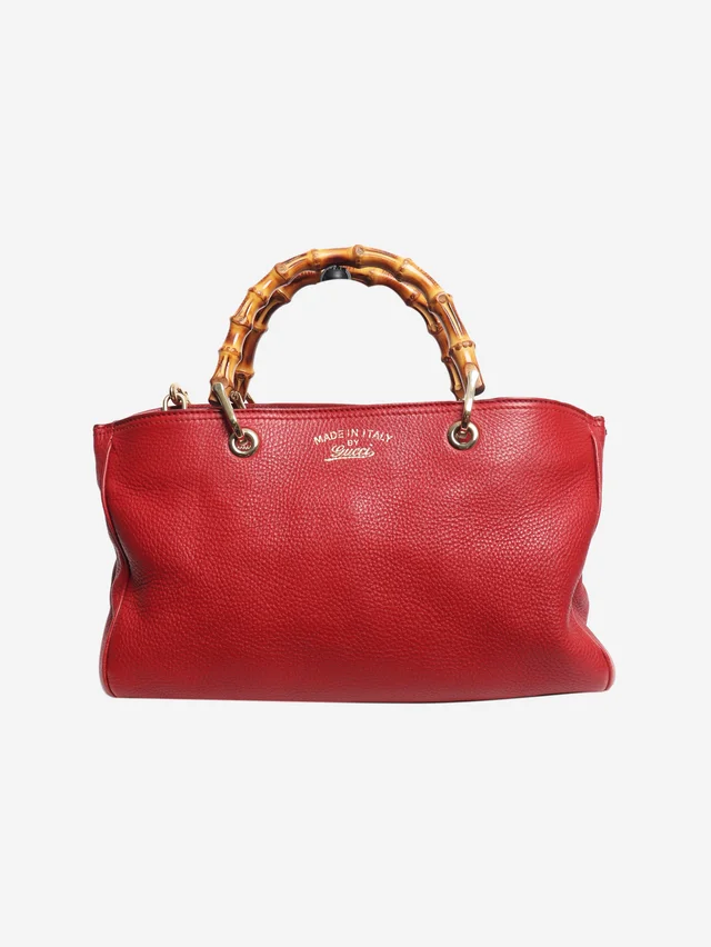 Gucci Red Bamboo Shopper tote in Red Leather from Sign of the Times