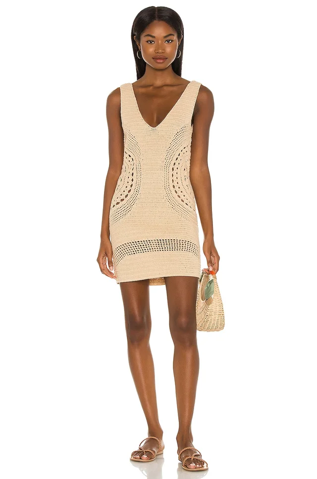 House of Harlow 1960 x REVOLVE Aylah Crochet Dress in Almond, photo 2 of 3 from REVOLVE (Canada)