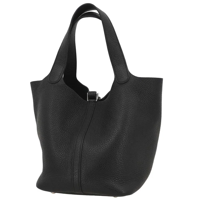 Hermès Black Taurillon Clemence Picotin Lock 22 MM Handbag in Black Clemence leather from AMORE Vintage Tokyo