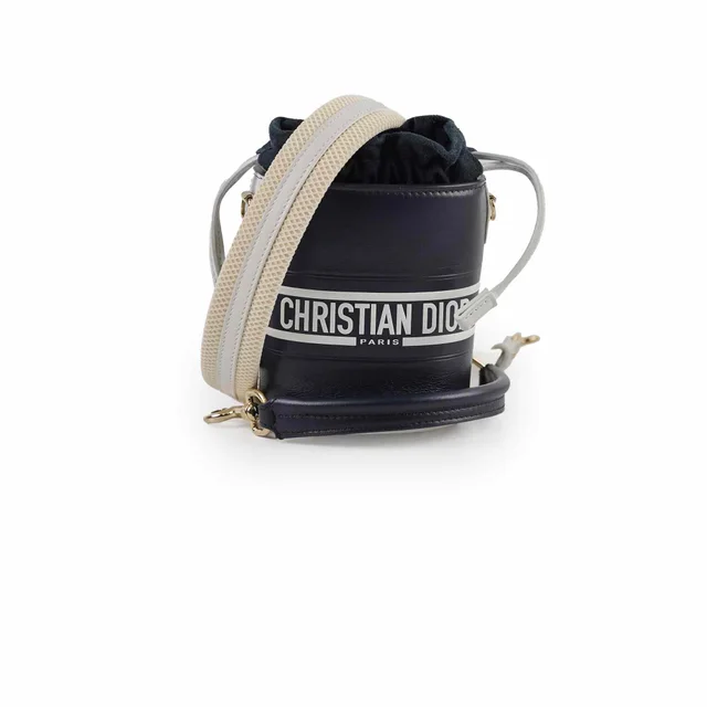Dior Vibe Bucket Bag Navy in Navy Leather from The Purse Affair