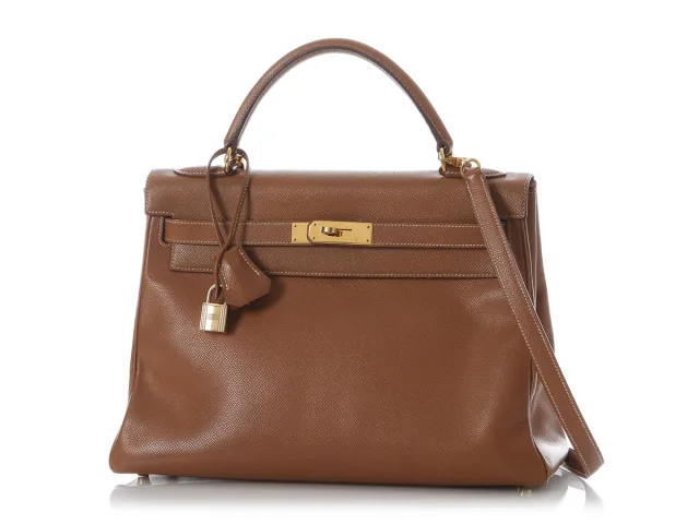 Hermès Vintage Gold Courchevel Kelly 32 in Gold Epsom leather from Ann's Fabulous Finds, photo 2 of 11