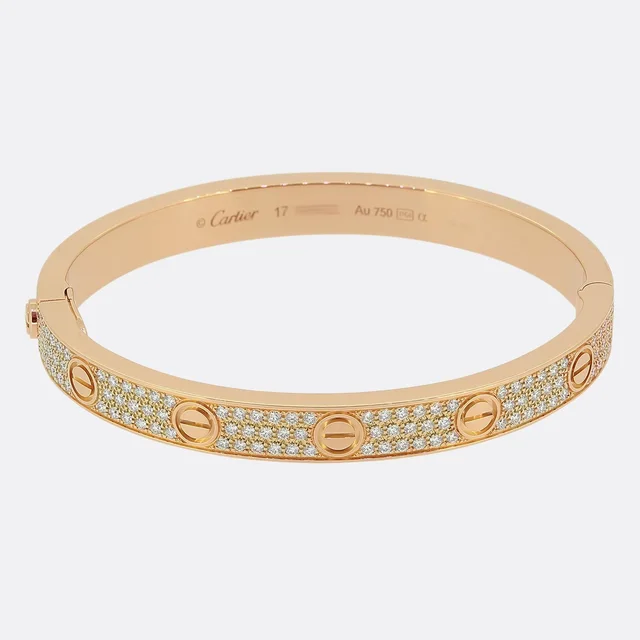 Cartier Paved Classic Model LOVE Bangle Size 17 from The Vintage Jeweller