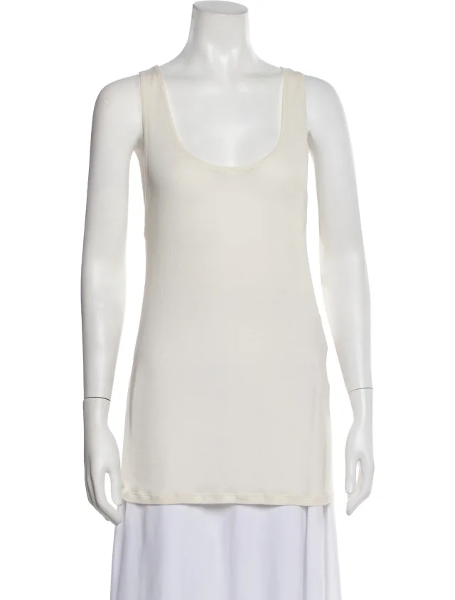 Saint Laurent Wool Scoop Neck Top in white Wool from The RealReal