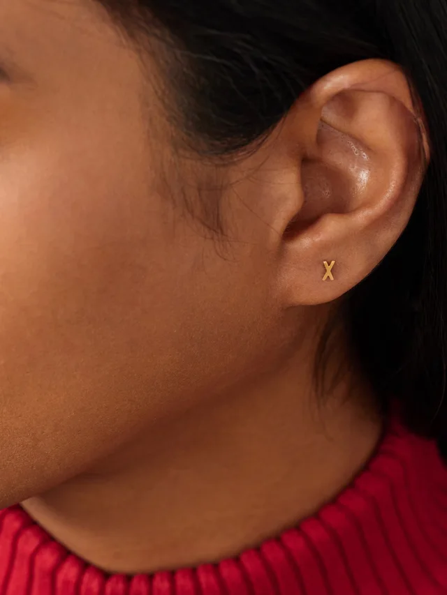 STONE AND STRAND Initial gold single earring in Metallic, photo 2 of 2 from NET-A-PORTER (Canada)