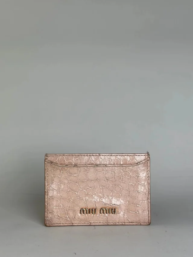 Miu Miu Vintage Crocodile-Embossed Card Holder Pale Pink in multicolor Crocodile from Grailed