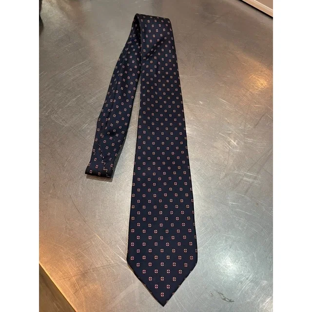 Vtg 90s Lanvin Paris Italian Blue Silk Men's Tie Red White Geometric Pattern in blue Silk from Poshmark