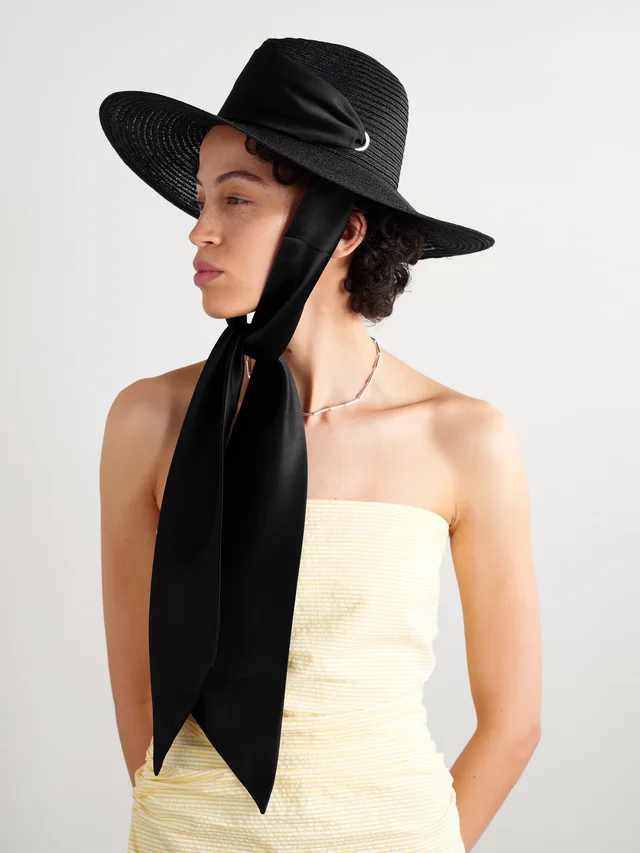 EUGENIA KIM Cassidy grosgrain-trimmed hemp sunhat in Black, photo 2 of 2 from NET-A-PORTER (Canada)