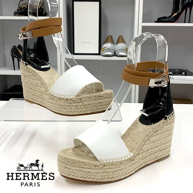 Hermès Tipoly Espadrilles Kelly Wedge Sole Sandals from The Reluxe