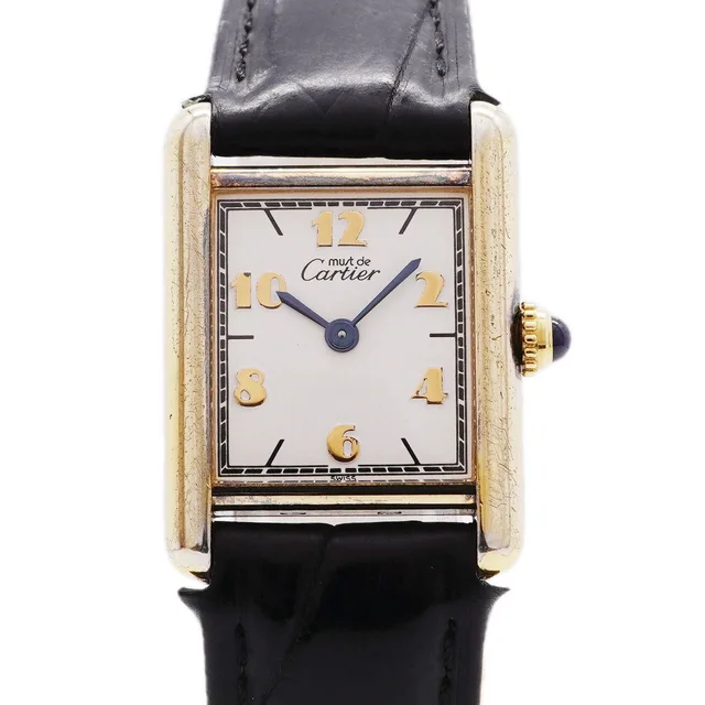 Cartier Must Tank SM Vermeil White Dial Watch in White Leather from The Reluxe