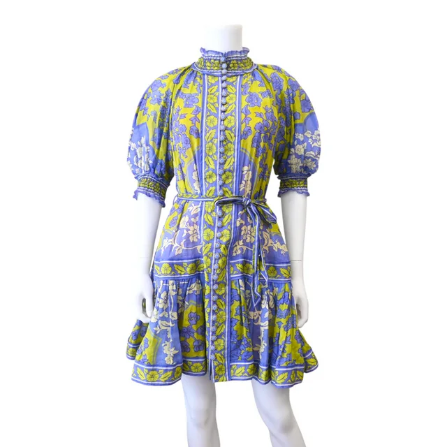 Zimmermann Floral Ramie Belted Midi Dress in Nylon from Clotheshorse Anonymous