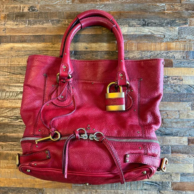 Chloé L Authentic Red Leather Paddington L Shopper Tote Handbag in red Leather from Poshmark
