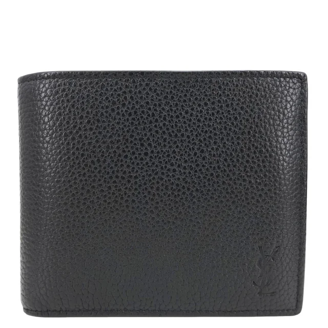 Saint Laurent Cassandre Grained Leather Bifold Men's Wallet Black in Black Caviar leather from Dallas Designer Handbags