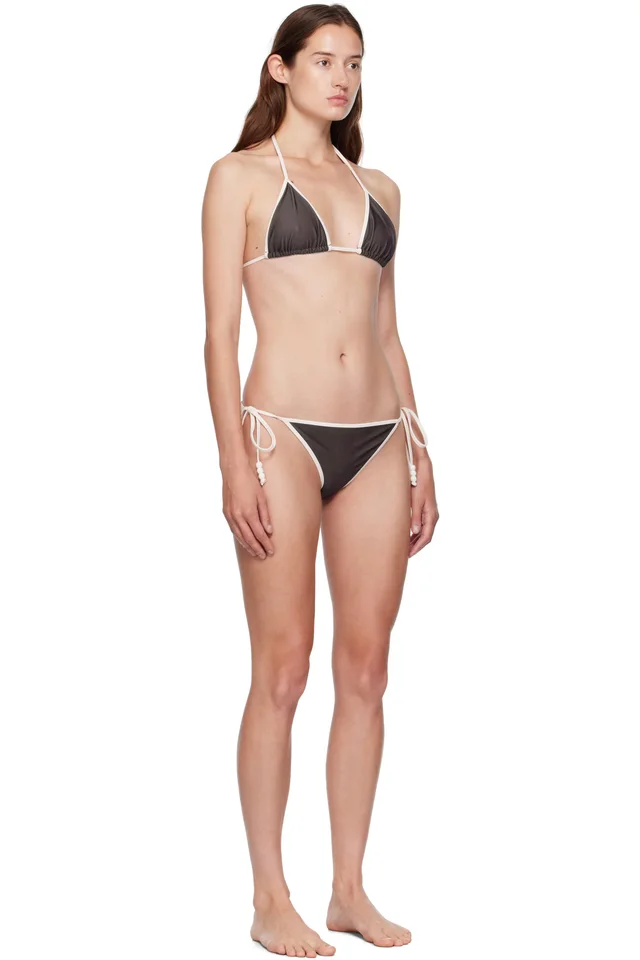 Bellini Bikini SSENSE Exclusive Brown & White Daphne Bikini, photo 2 of 3 from SSENSE