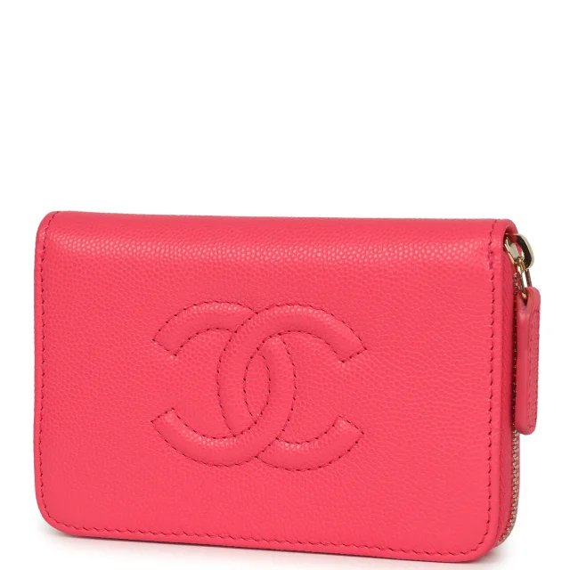 Chanel CC Zipped Wallet Fuchsia Shiny Caviar Light Gold Hardware in Pink Caviar leather from Madison Avenue Couture, photo 6 of 9