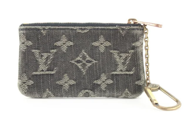 Louis Vuitton Black Monogram Denim Pochette Cles Key Pouch in Black Denim from Bagriculture
