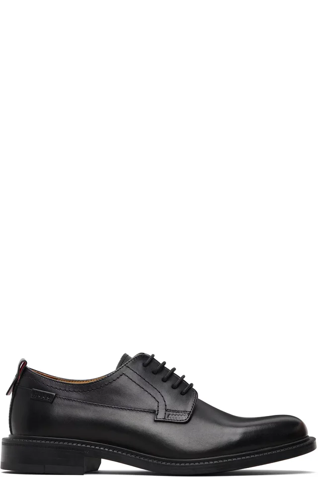 Hugo Black Logo Tab Leather Derbys, image 1 of 1 from SSENSE