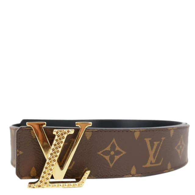 Louis Vuitton Initials Monogram Canvas Belt Brown Size 90/36 in Brown Coated canvas from Dallas Designer Handbags