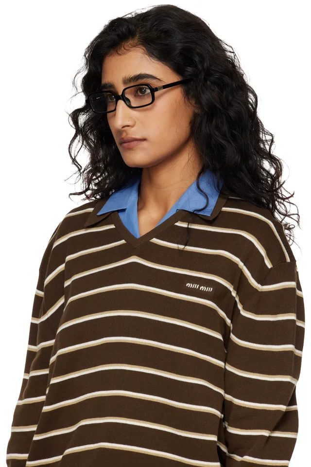 Miu Miu Eyewear Black Rectangle Glasses, photo 4 of 4 from SSENSE