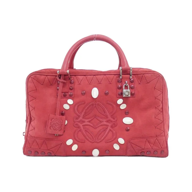 [vintage] Loewe Amazona Bag in RED+WHITE / SILVER metal fittings suede from KOMEHYO