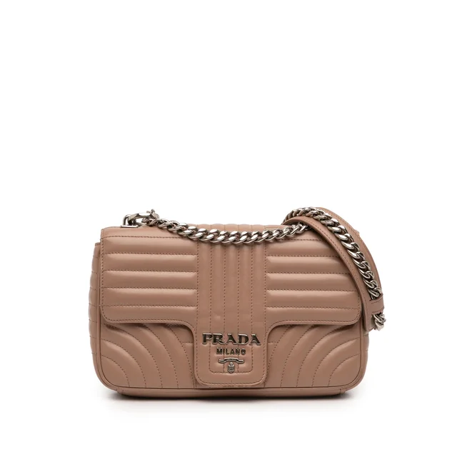 Beige Prada Medium Soft Calf Impunture Diagramme Bag in Beige Leather from Designer Revival