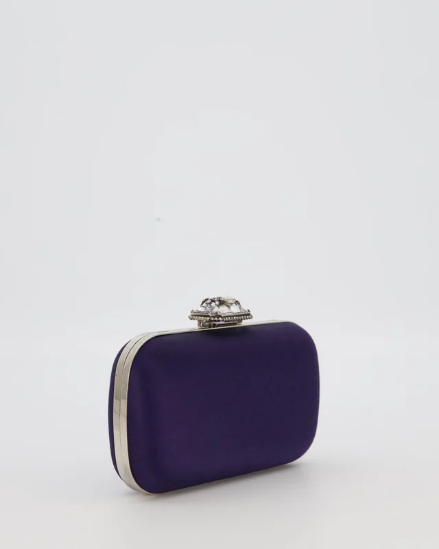 Alexander McQueen Navy Satin Clutch Bag in Navy Satin from Sellier, photo 2 of 2