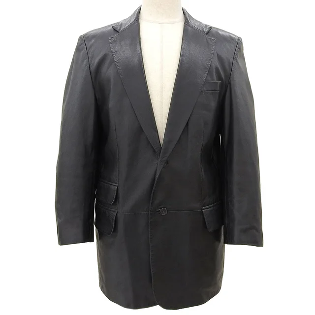 Gucci ロゴボタンレザージャケット #48 ブラック from VINTAGE QOO TOKYO